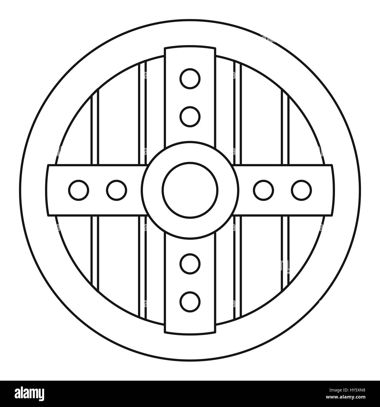 Round protective shield icon, outline style Stock Vector Image & Art ...