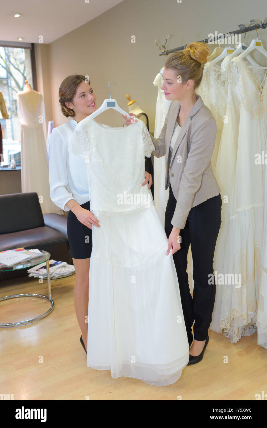 renting a bridal gown Stock Photo