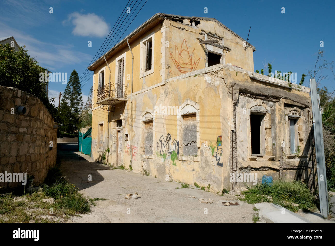 Abandoned house door entrance cyprus hires stock photography and