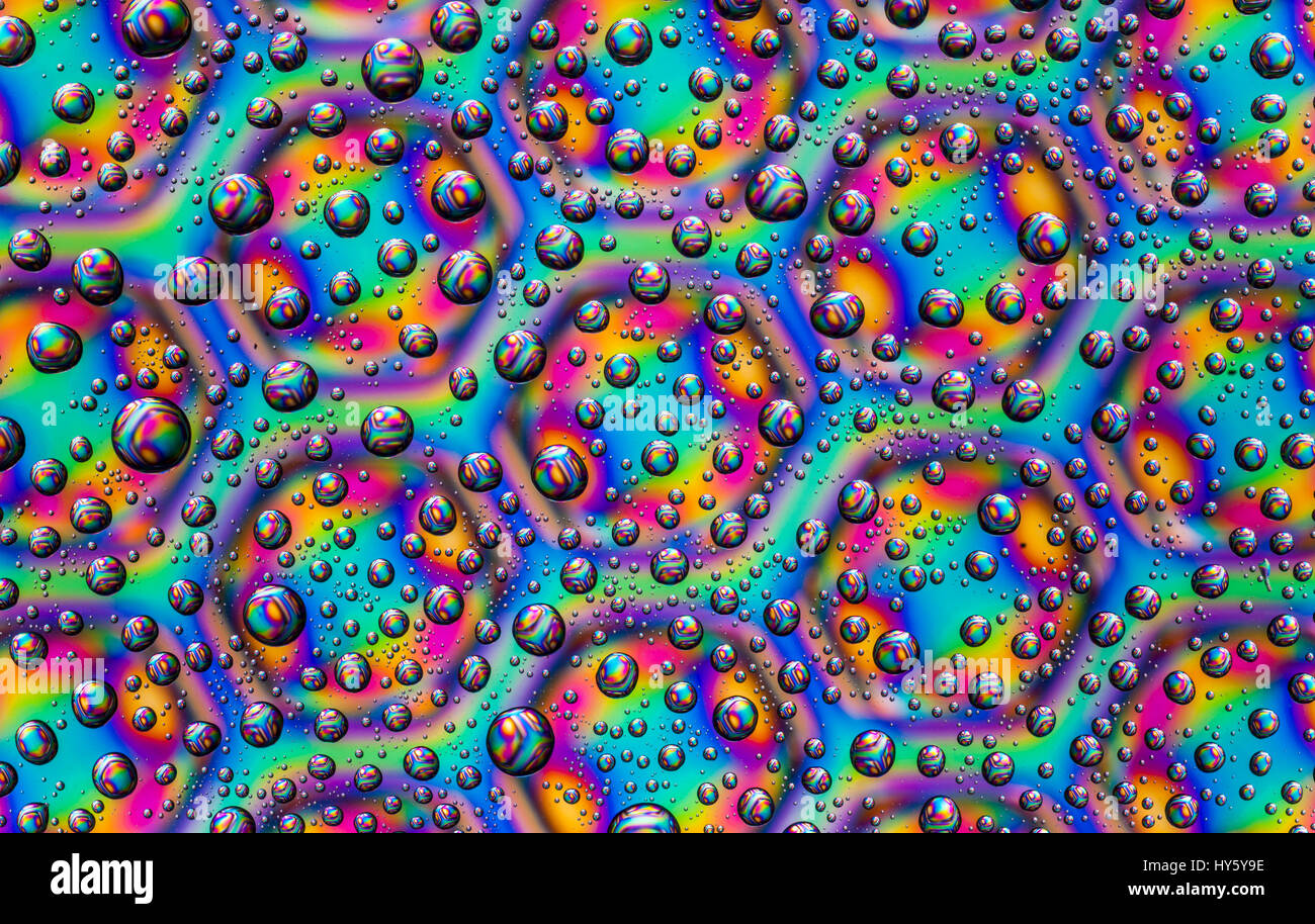 Polarized water droplets. Stock Photo