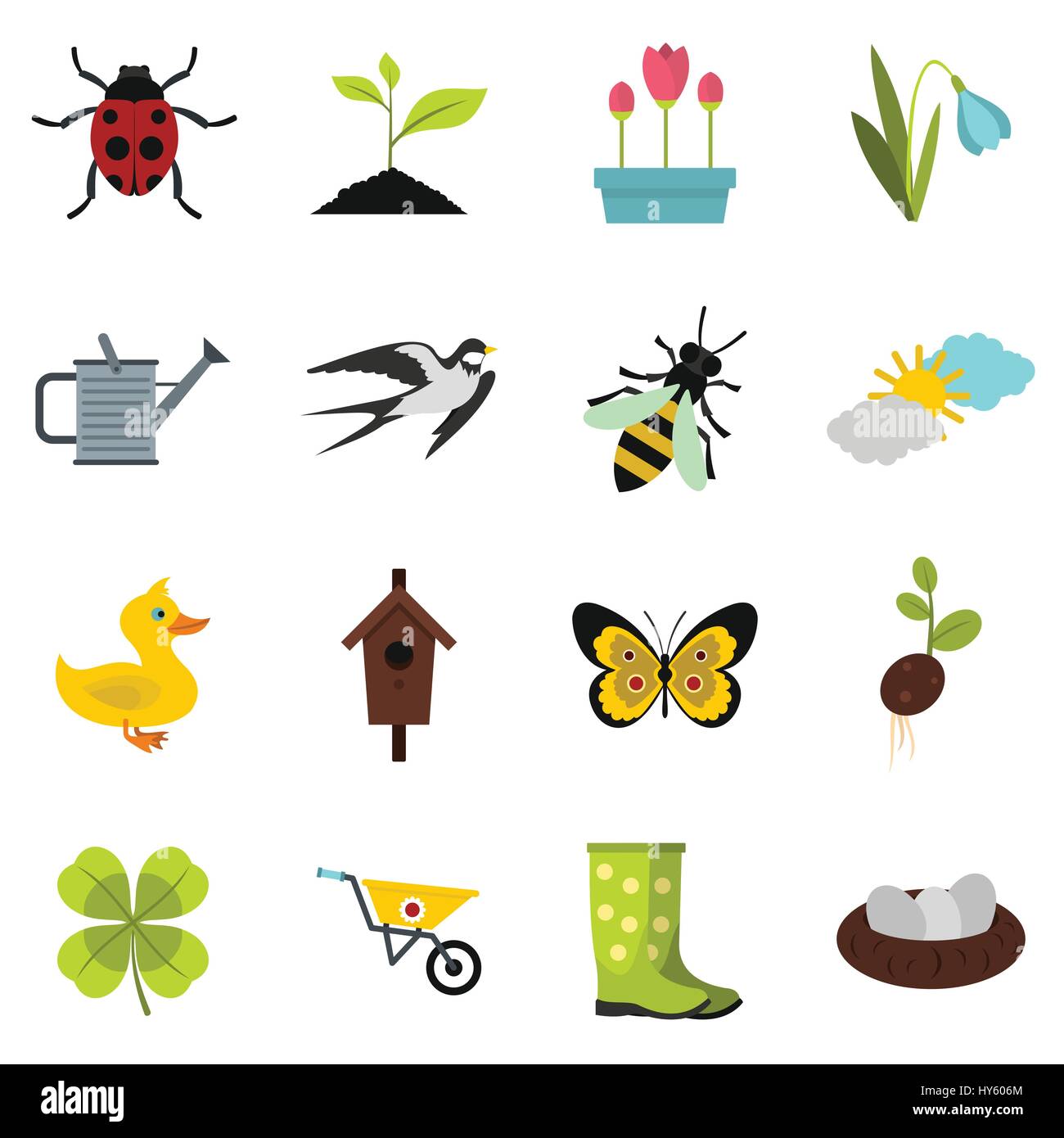 Spring icons set, flat style Stock Vector Image & Art - Alamy