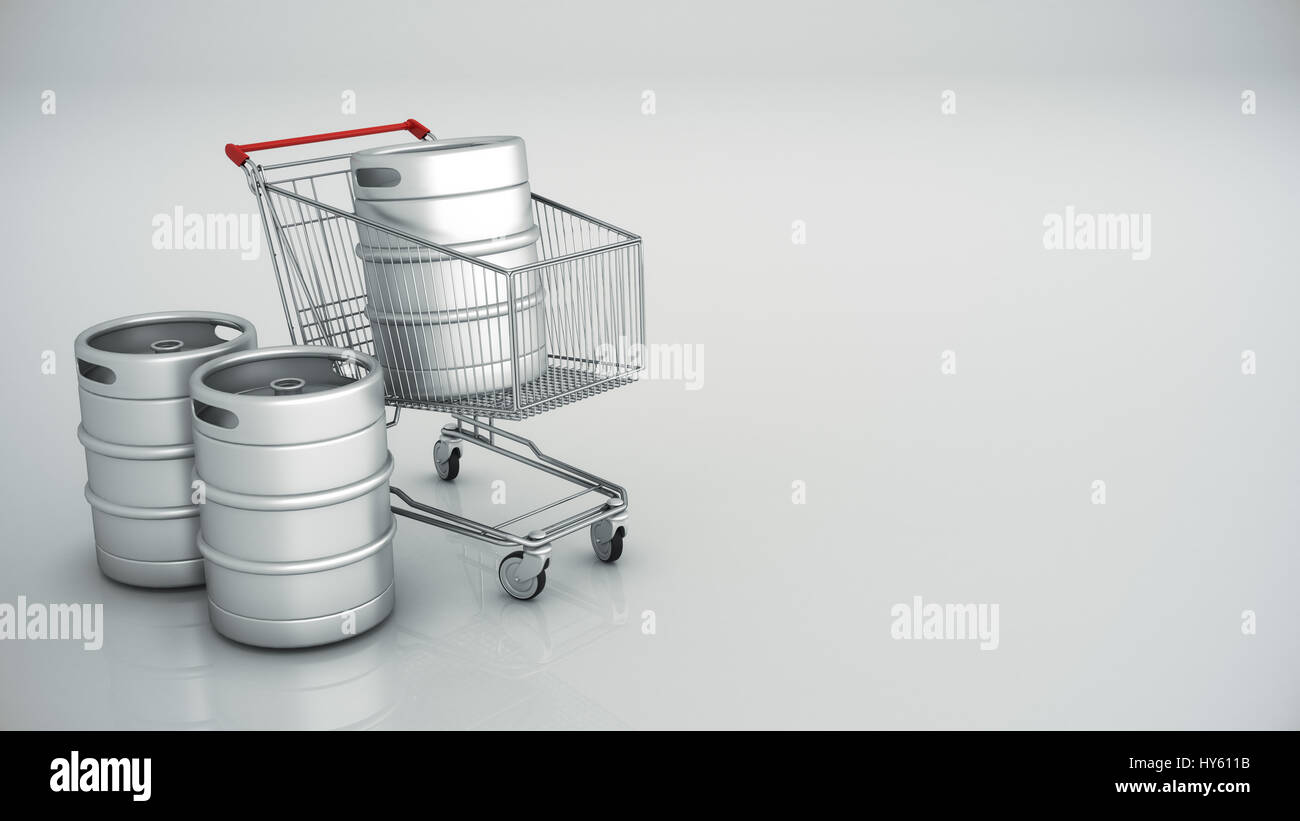 shopping cart with beer kegs Stock Photo Alamy