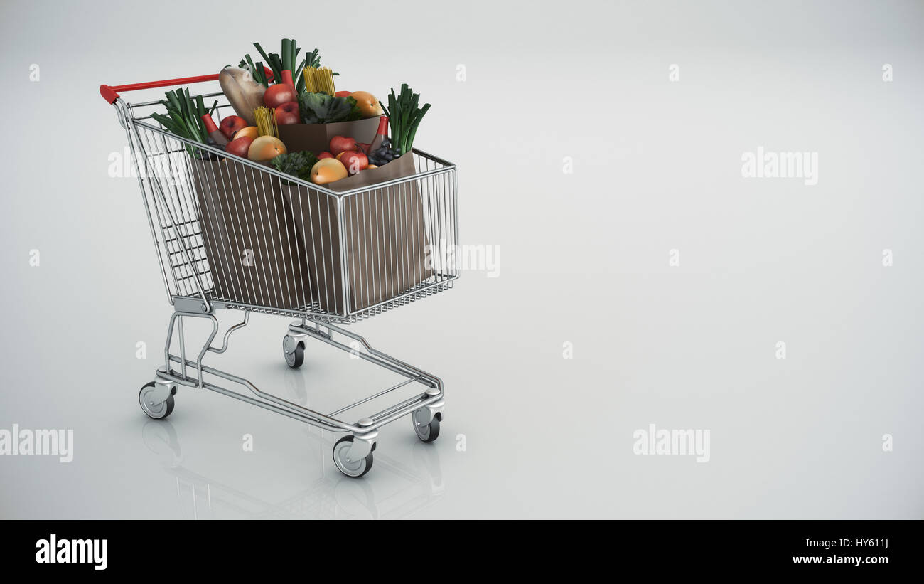 Shopping cart full with products Stock Photo Alamy