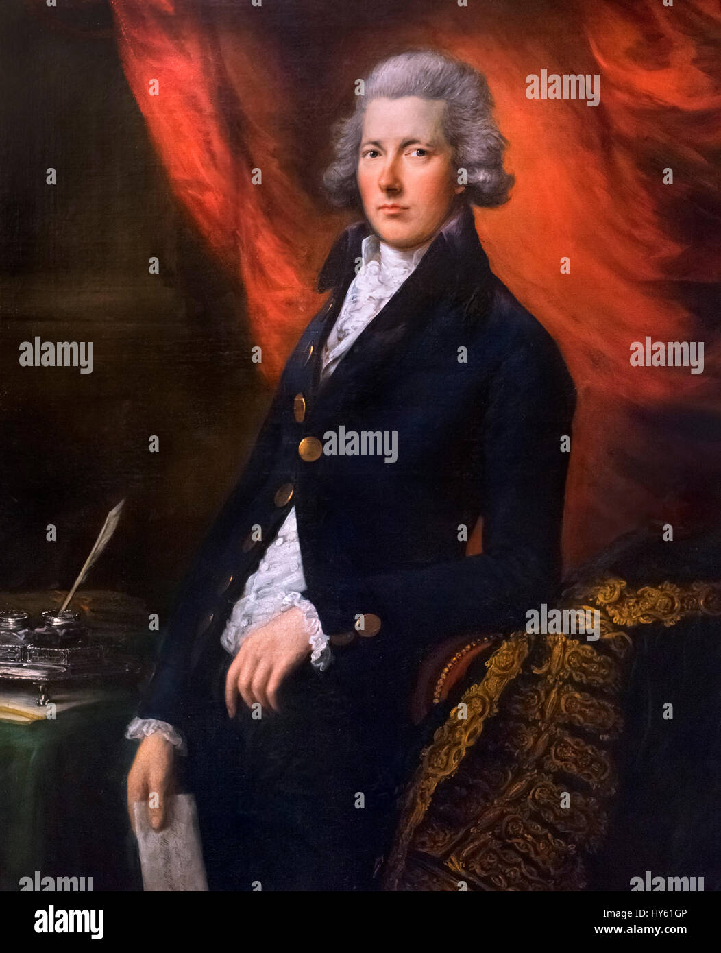 William Pitt the Younger, British Prime Minister at the end of the 18th and beginning of 19th centuries. Portrait by Thomas Gainsborough, c.1787-90 Stock Photo