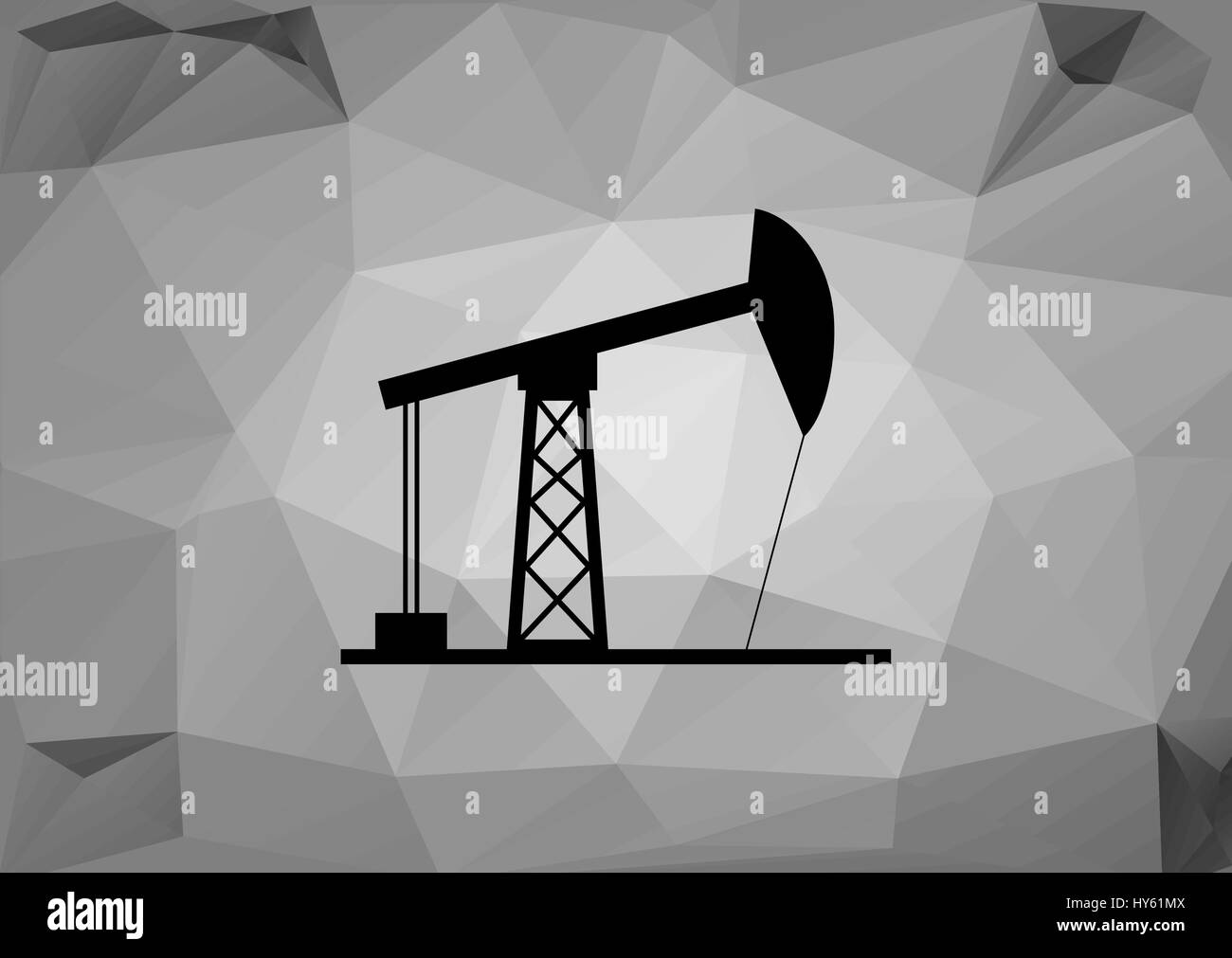 Oil pump on the low poly background. Oil industry, fossil energy, fossil fuels, concept. Drilling rig silhouette. Oil rig icon. Vector illustration Stock Vector