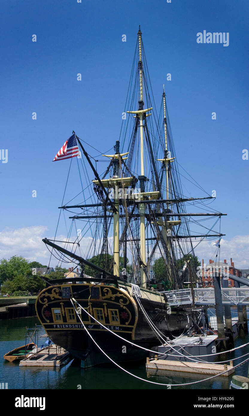The Friendship of Salem is a 171-foot replica of a 1797 East Indiaman, Salem, Massachusetts Stock Photo