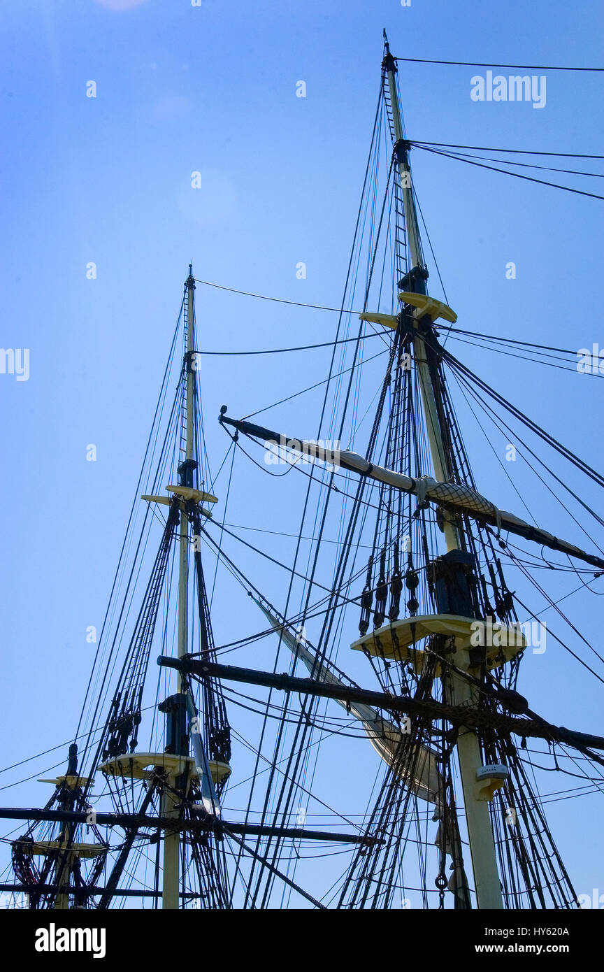 The Friendship of Salem is a 171-foot replica of a 1797 East Indiaman, Salem, Massachusetts Stock Photo