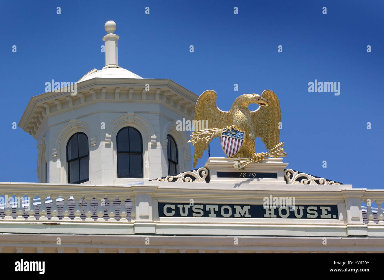 Salem National Historic Site ** The Cupola and Eagle atop the historic Custom House building. Salem, Massachusetts Stock Photo
