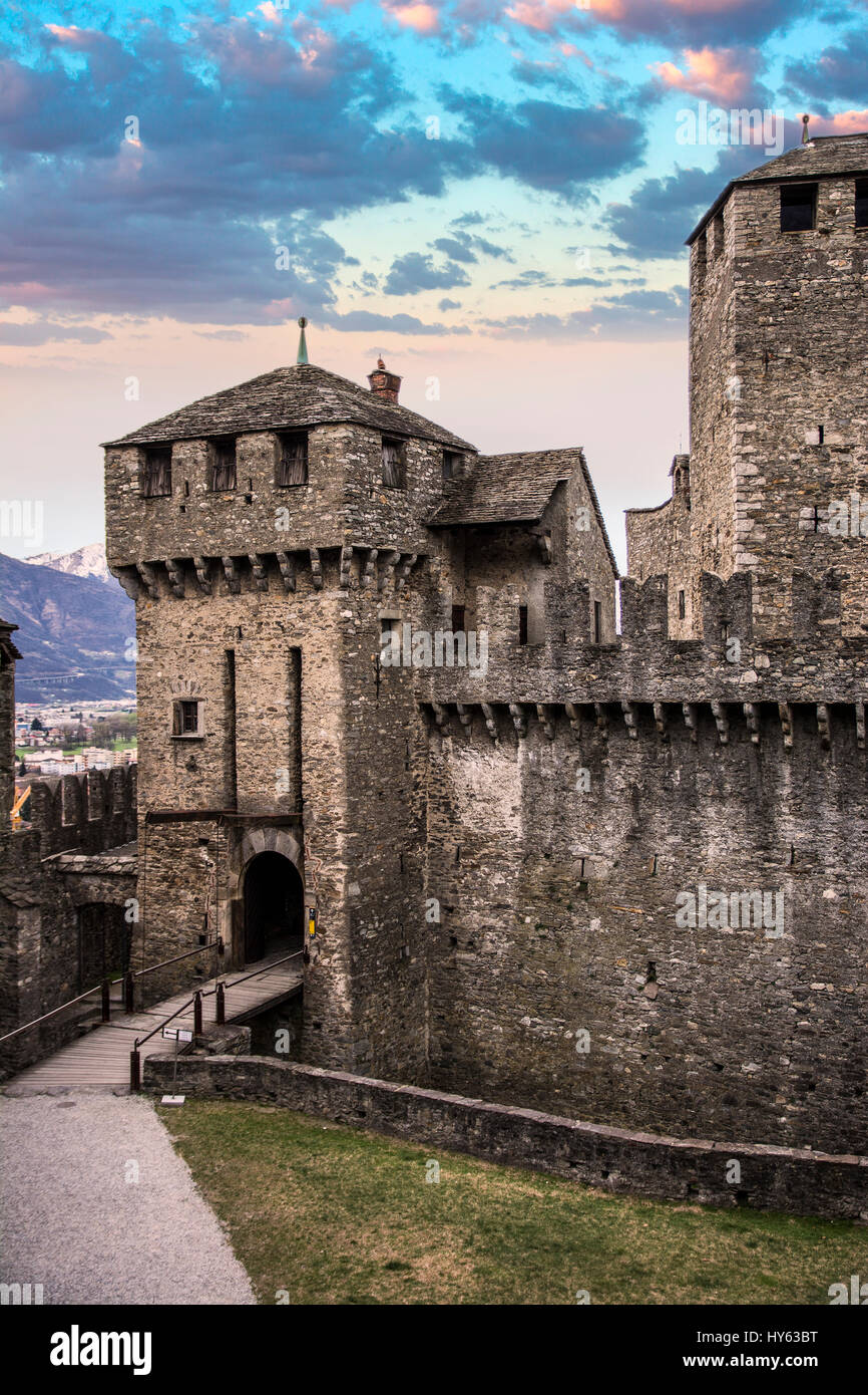 Bellinzona castle in Switzerland Stock Photo