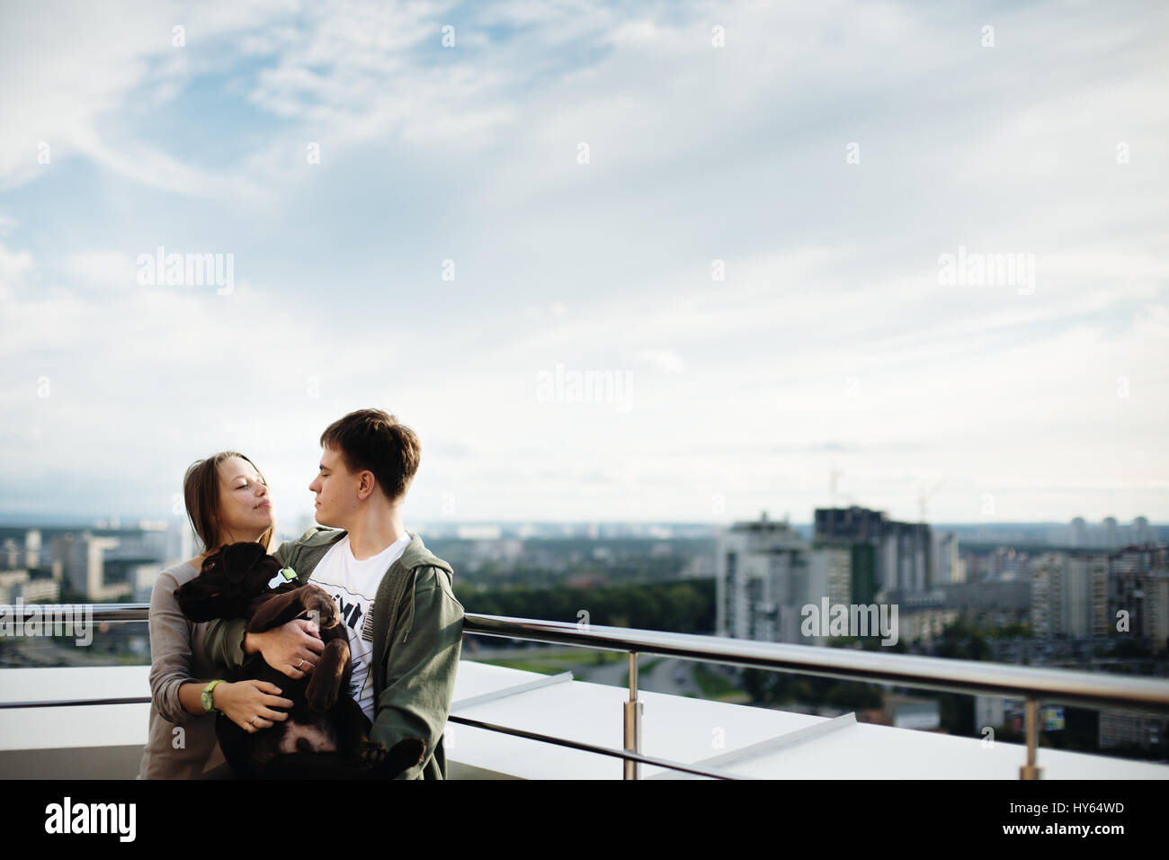 Couple walking with dog outdoors at the summer Stock Photo - Alamy