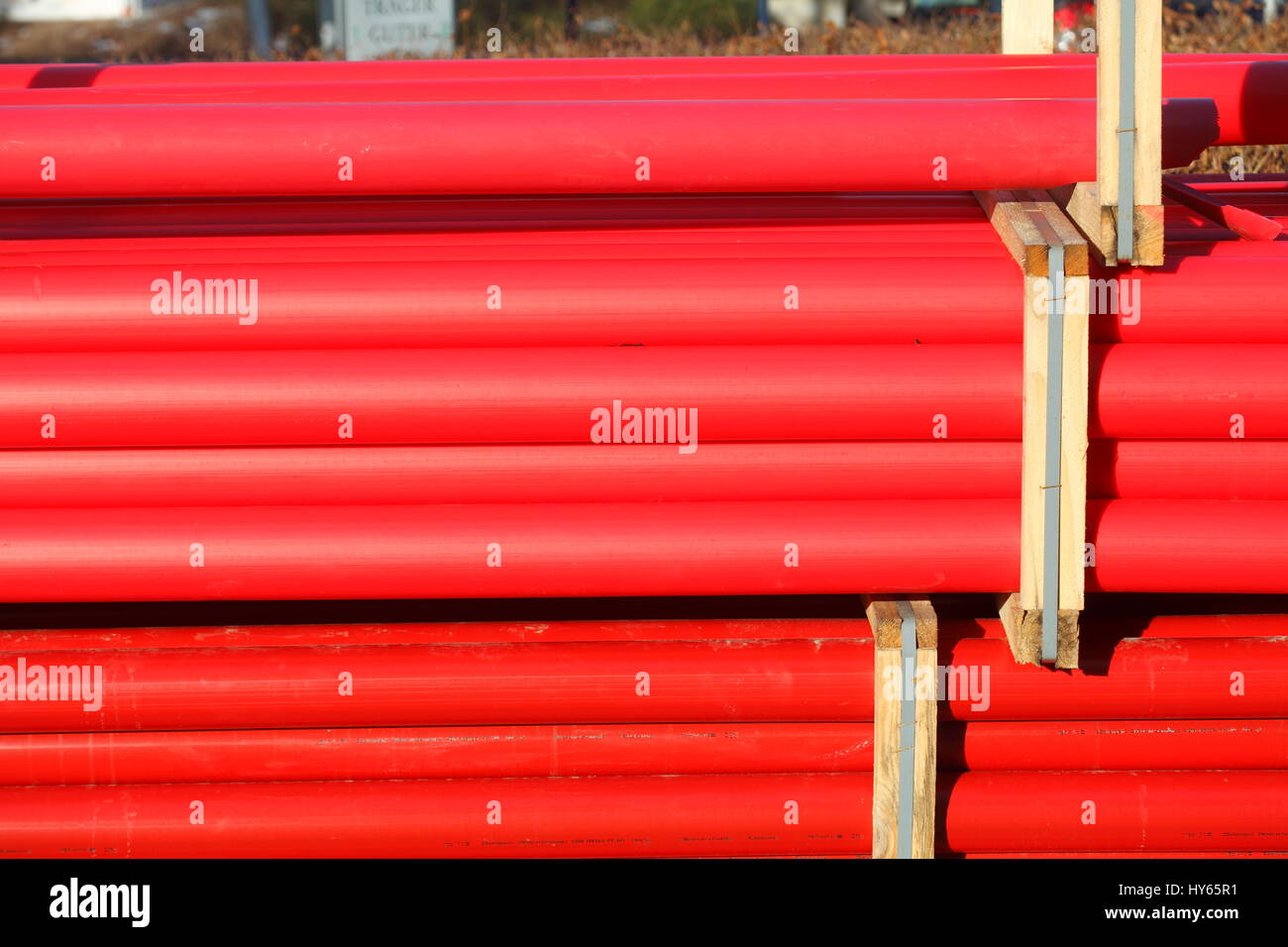 red plastic pipes Stock Photo Alamy