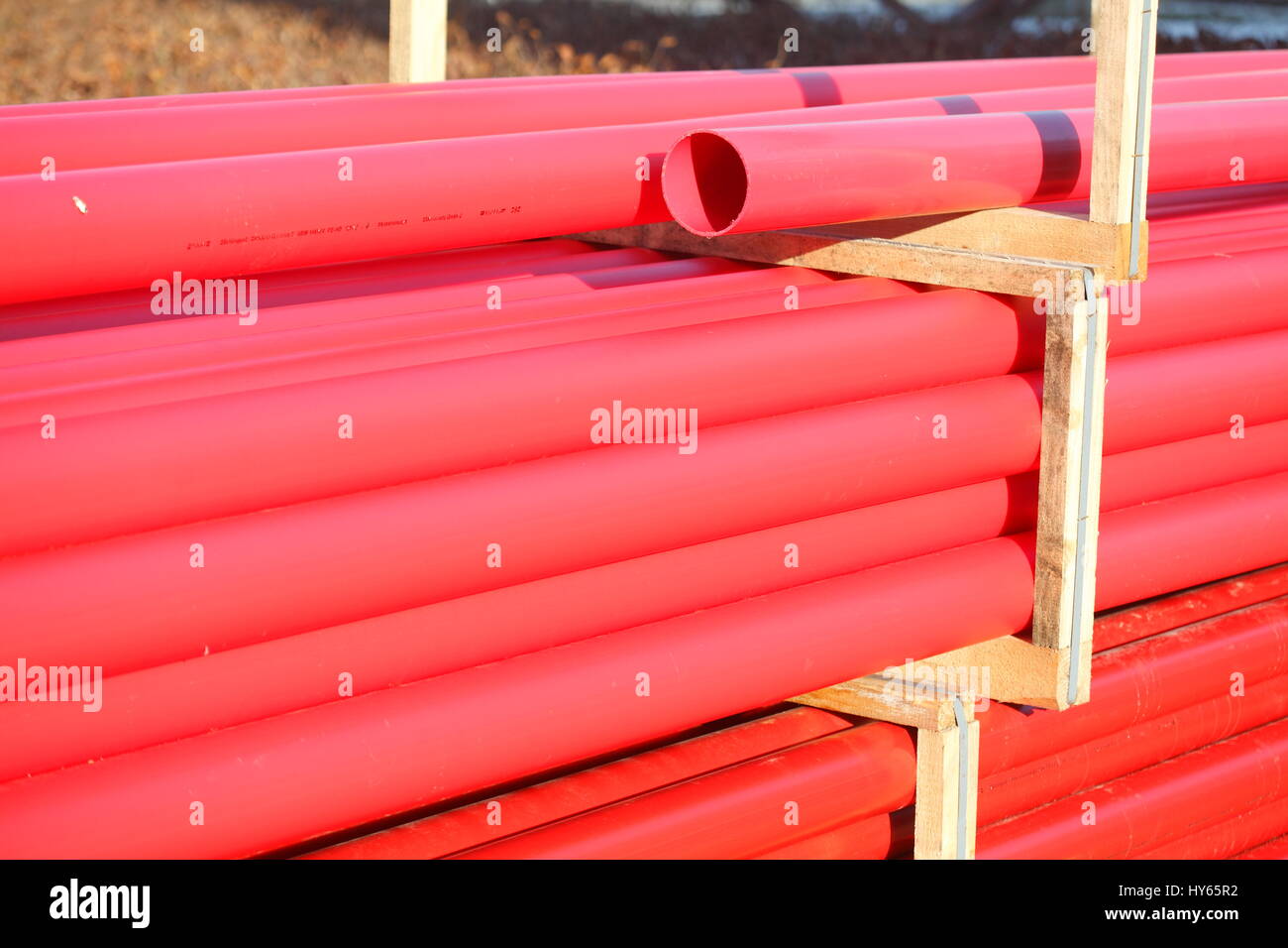 red plastic pipes Stock Photo Alamy
