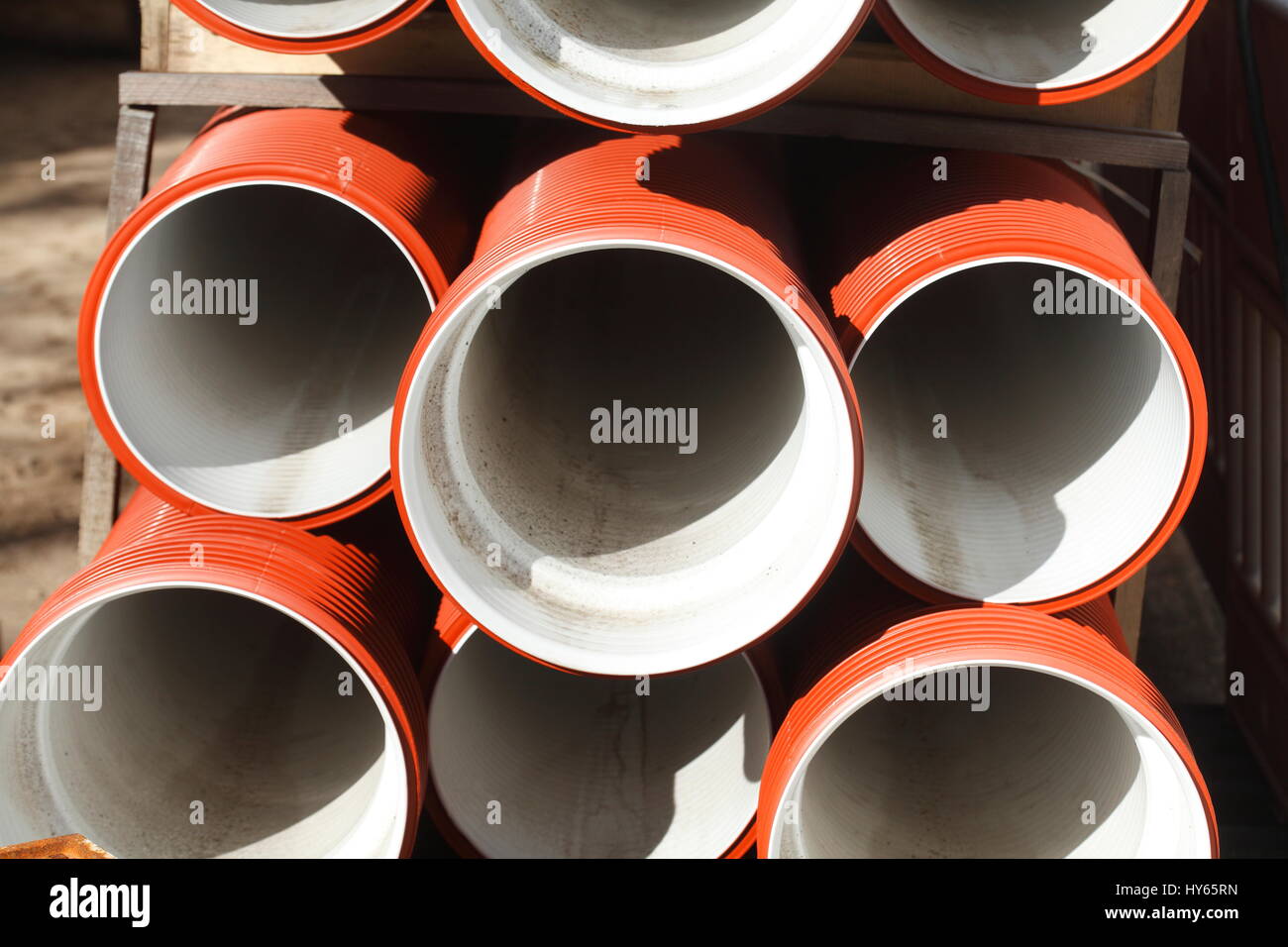 red plastic pipes Stock Photo Alamy