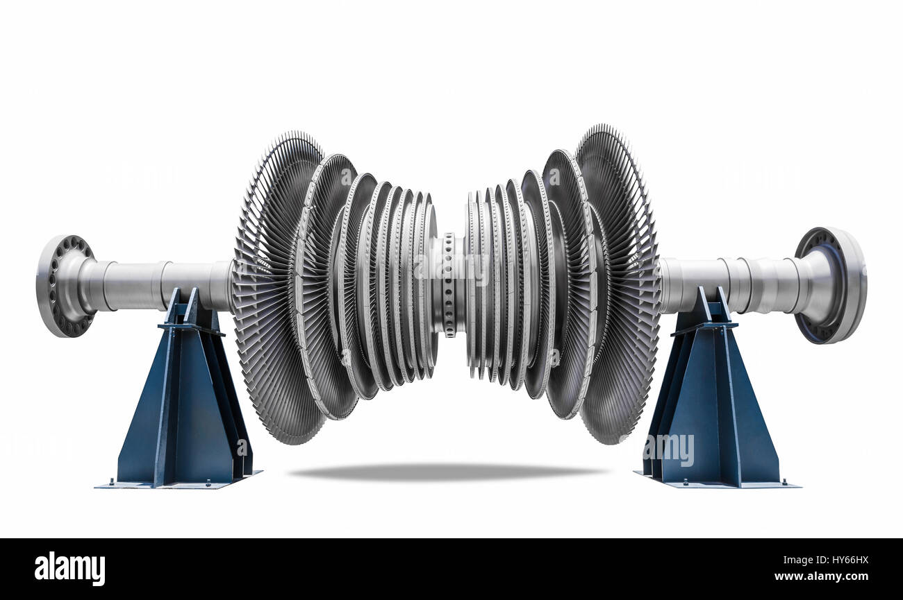 Steam turbine of thermal power plant isolated on white background Stock