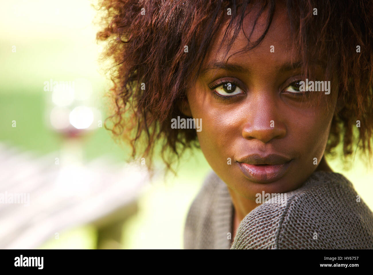 Close up portrait of a beautiful african american woman Stock Photo - Alamy