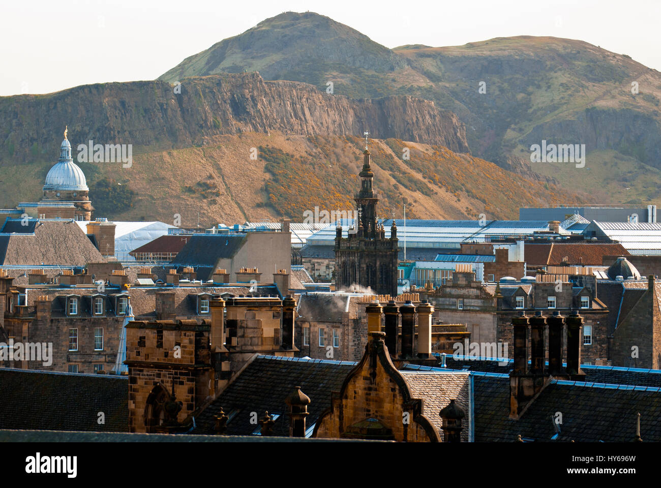 View of Edinburgh and Arthur's seat. Stock Photo