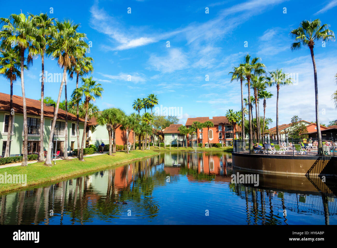 Florida Kissimmee,Legacy Vacation Club Kissimmee,resort,hotel,timeshare program,lake,swimming pool,palm trees,FL170222073 Stock Photo