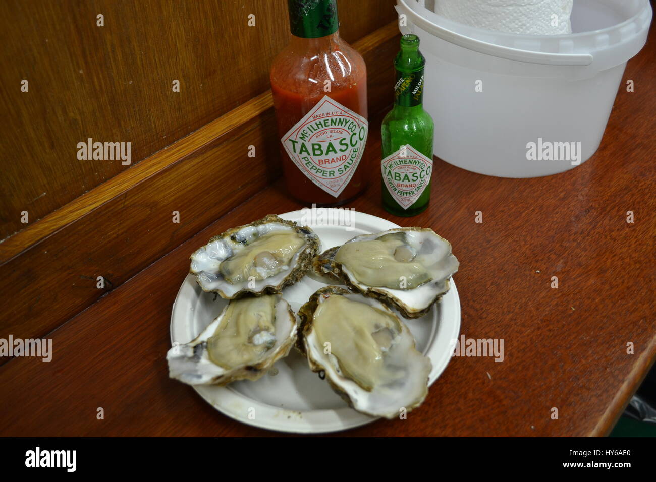 Large Oysters in Borough market in London England Stock Photo