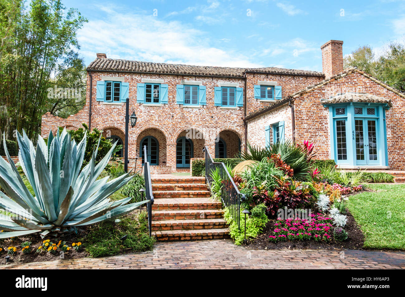 Winter Park Florida,Orlando,Casa Feliz mansion museum,Robert Bruce Barbour  House,James Gamble Rogers architect,Mission revival architecture outside ex  Stock Photo - Alamy