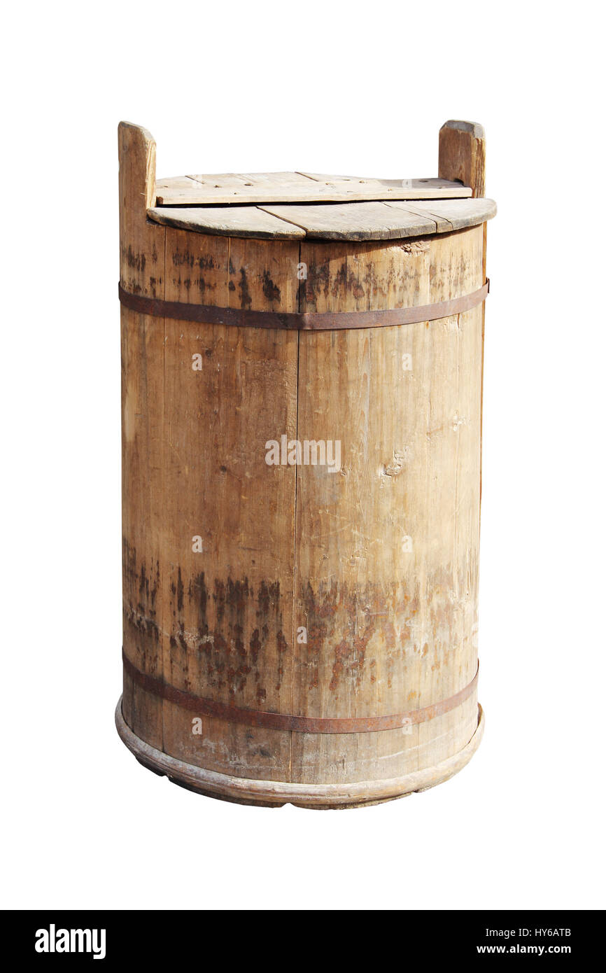 Old wooden Barrel isolated on white background Stock Photo - Alamy