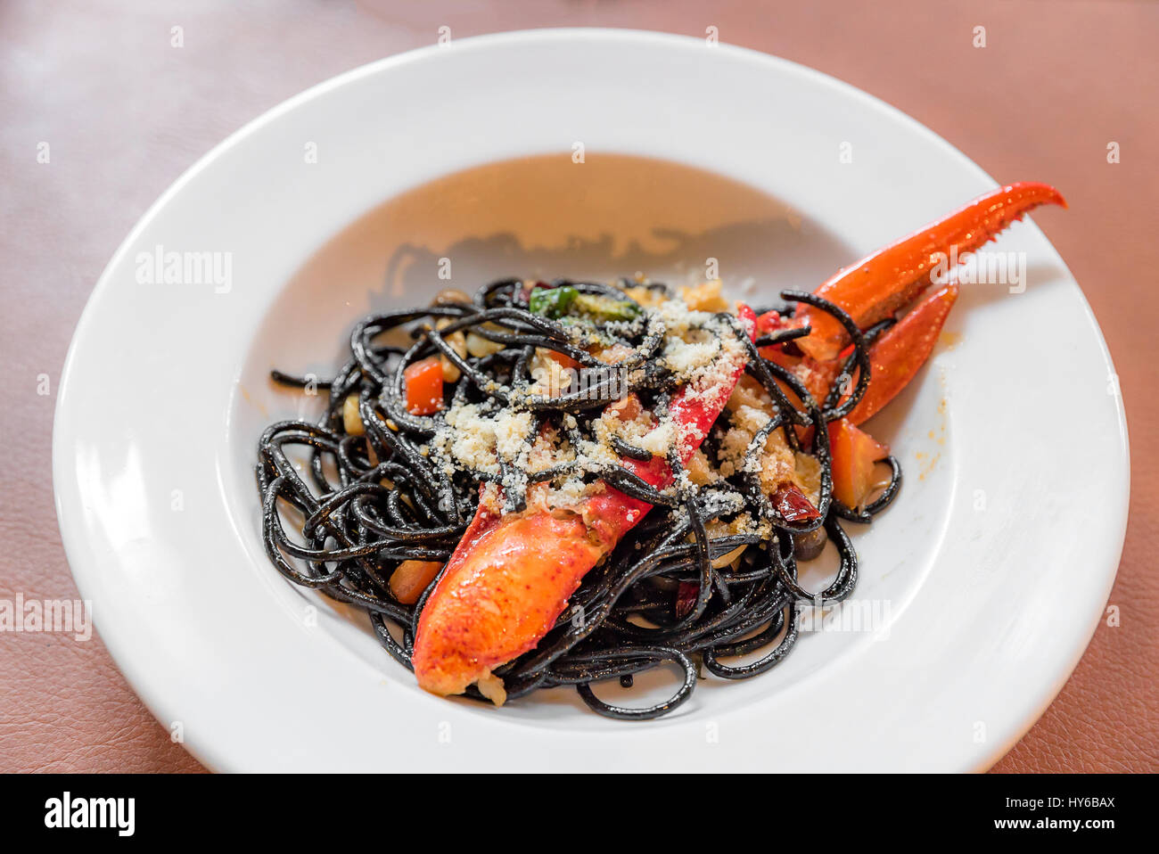 Lobster Pasta aglio olio, Groumet french cuisine Stock Photo Alamy