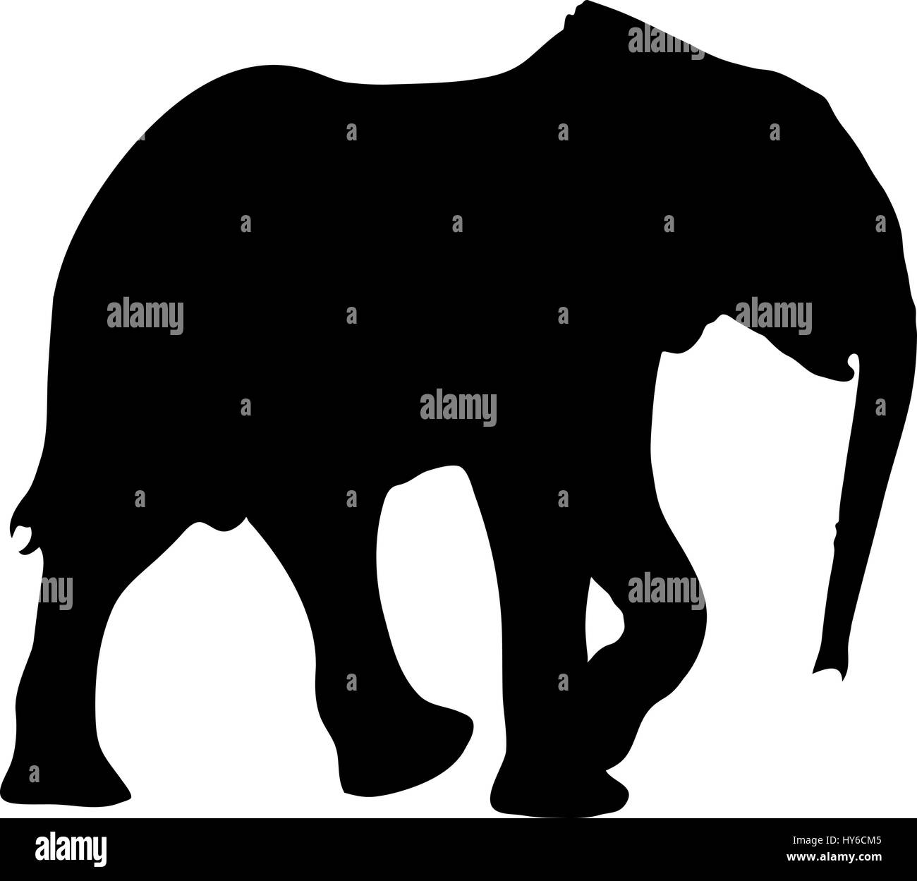 Silhouette of a small cute baby elephant Stock Vector
