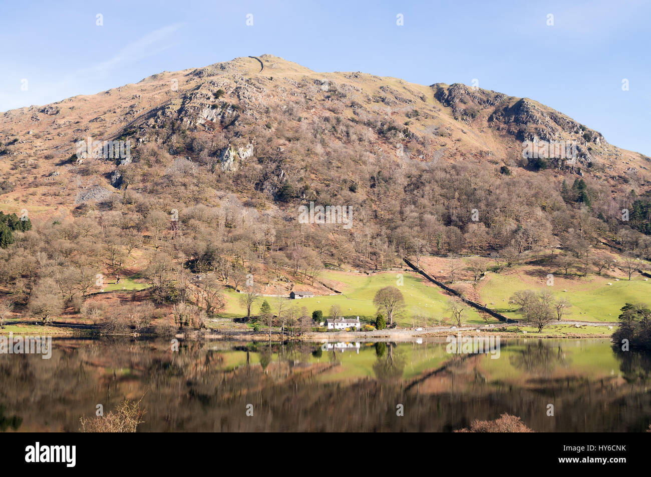 Nab Scar reflected in Rydal Water, Cumbria, England, UK Stock Photo