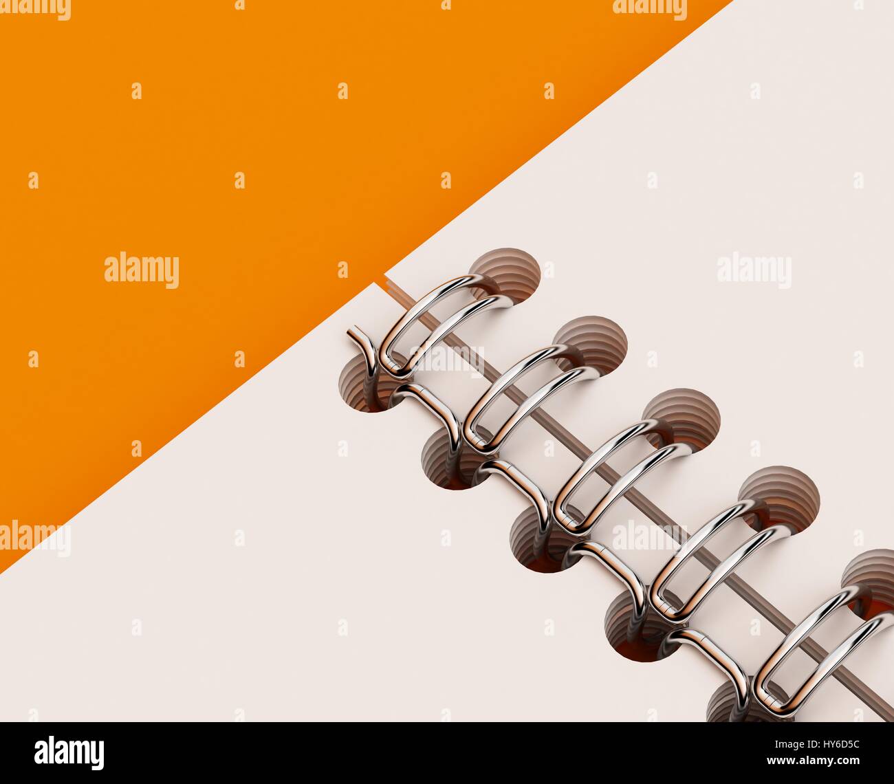 3D Illustration of Notepad with spring on color background Stock Photo ...