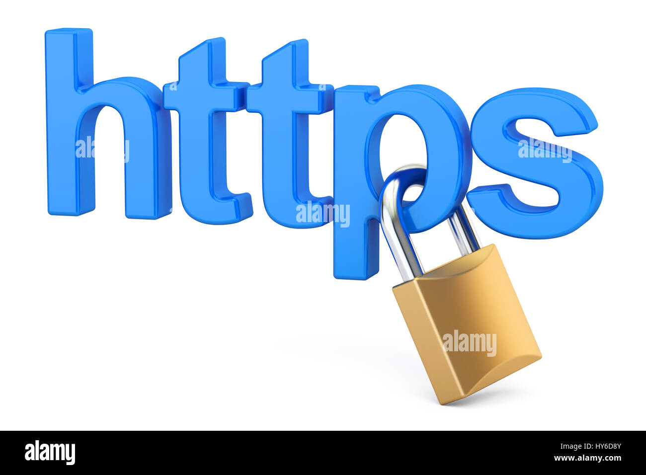 https with padlock, Safe and Secure Networking concept. 3D rendering Stock Photo