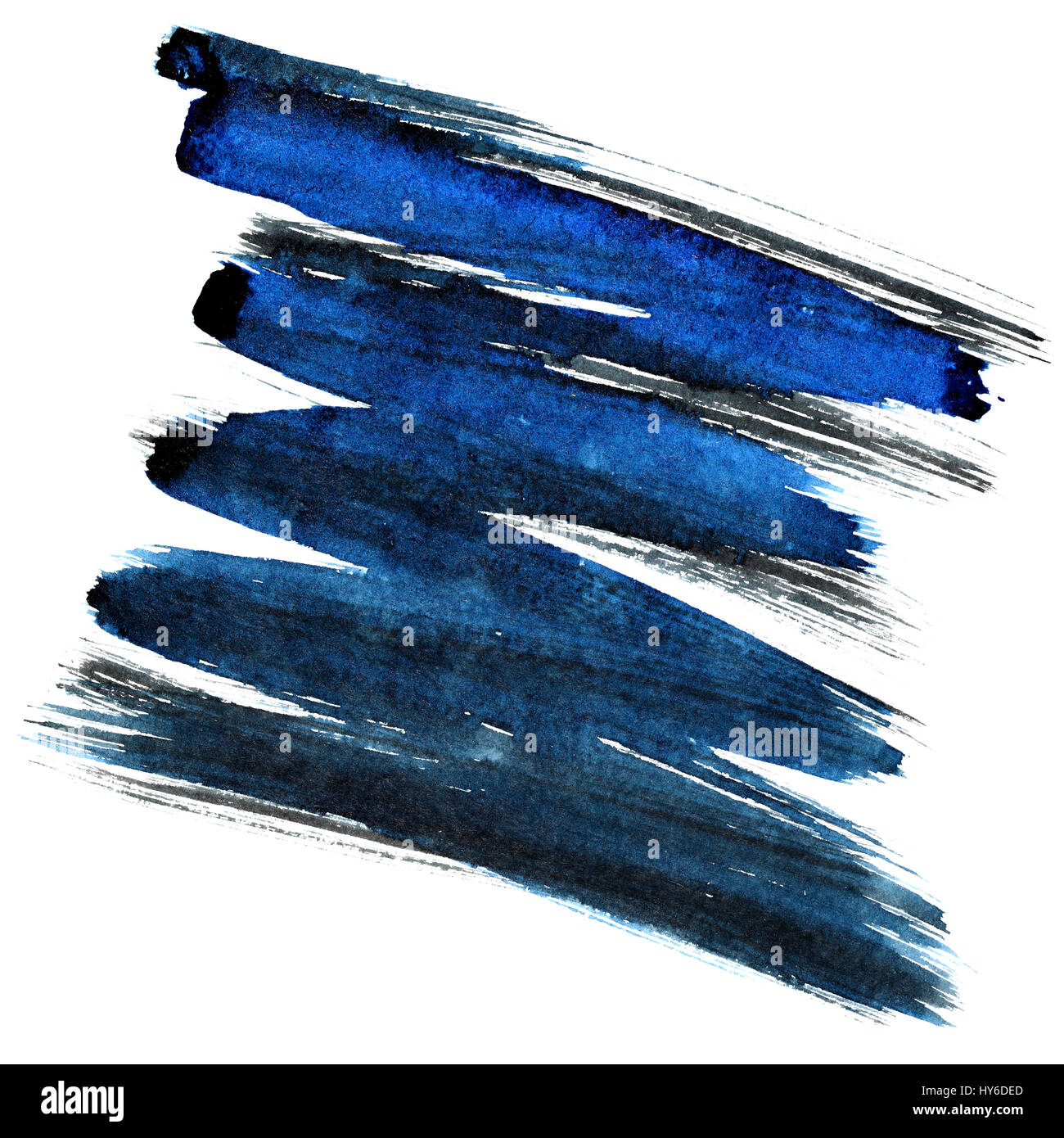 Blue and black zigzag brush stroke isolated on the white background. Element for your design