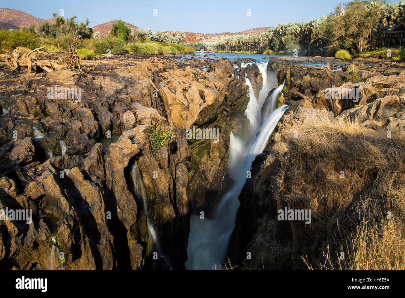 Epupa Waterfalls, Kunene River, Kaokoland, Namibia, Africa, by Monika Hrdinova/Dembinsky Photo Assoc Stock Photo