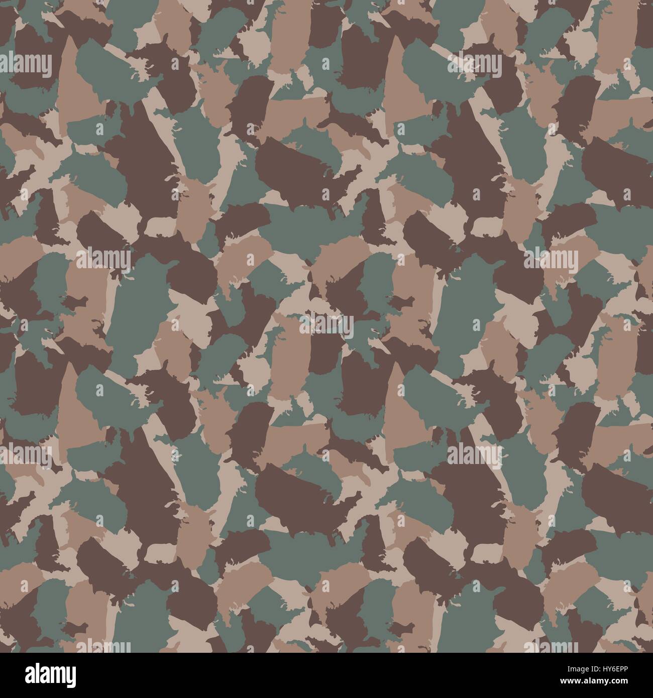 Original USA shape camo seamless pattern. Colorful America urban camouflage. Vector fabric textile print design Stock Vector