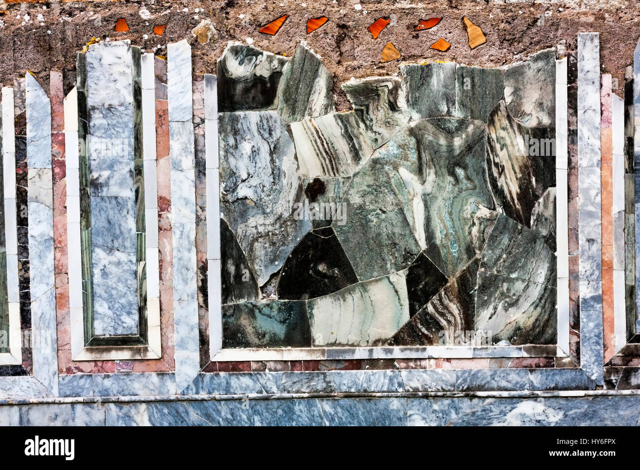 Roman empire colored marble ruins in ancient Ostia - Rome Italy Stock ...