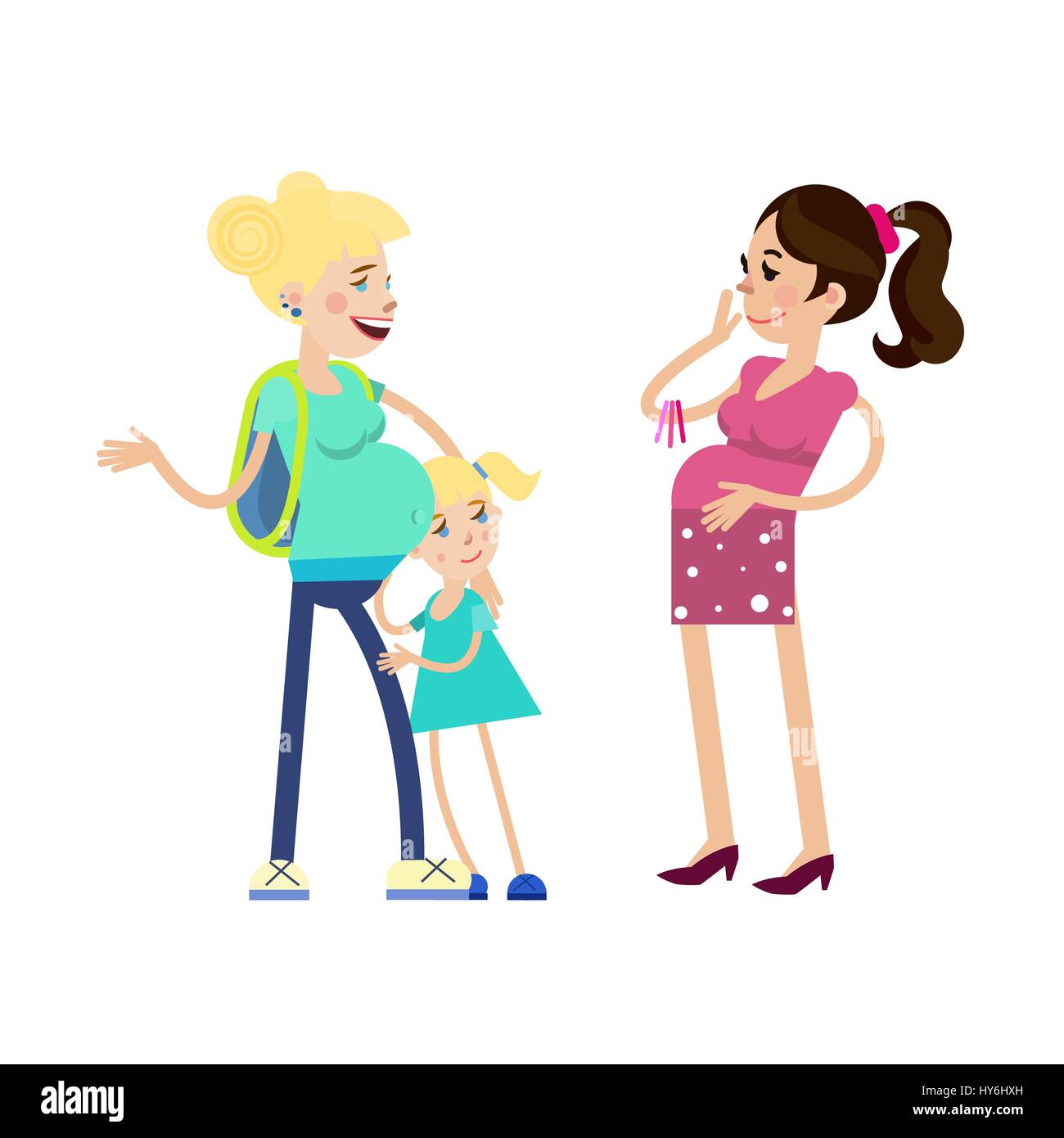 Talking excitedly to share the news. Characters for animate flat vector. Stock Vector