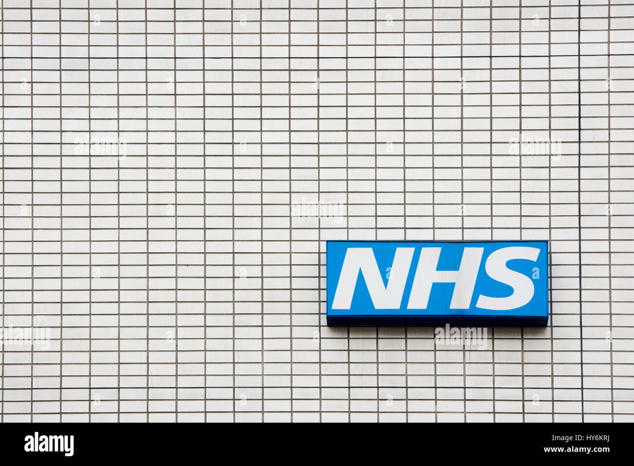 NHS sign on St Thomas Hospital. Westminster Bridge Rd, Lambeth, London, England Stock Photo