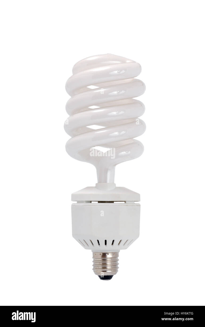 Energy saving fluorescent light bulb (CFL) isolated on a white ...