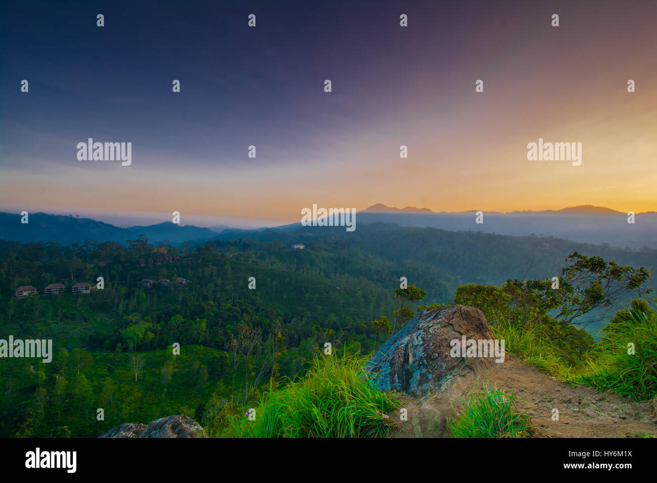Beautiful sunrise at little Adams peak in Ella, Sri Lanka Stock Photo ...