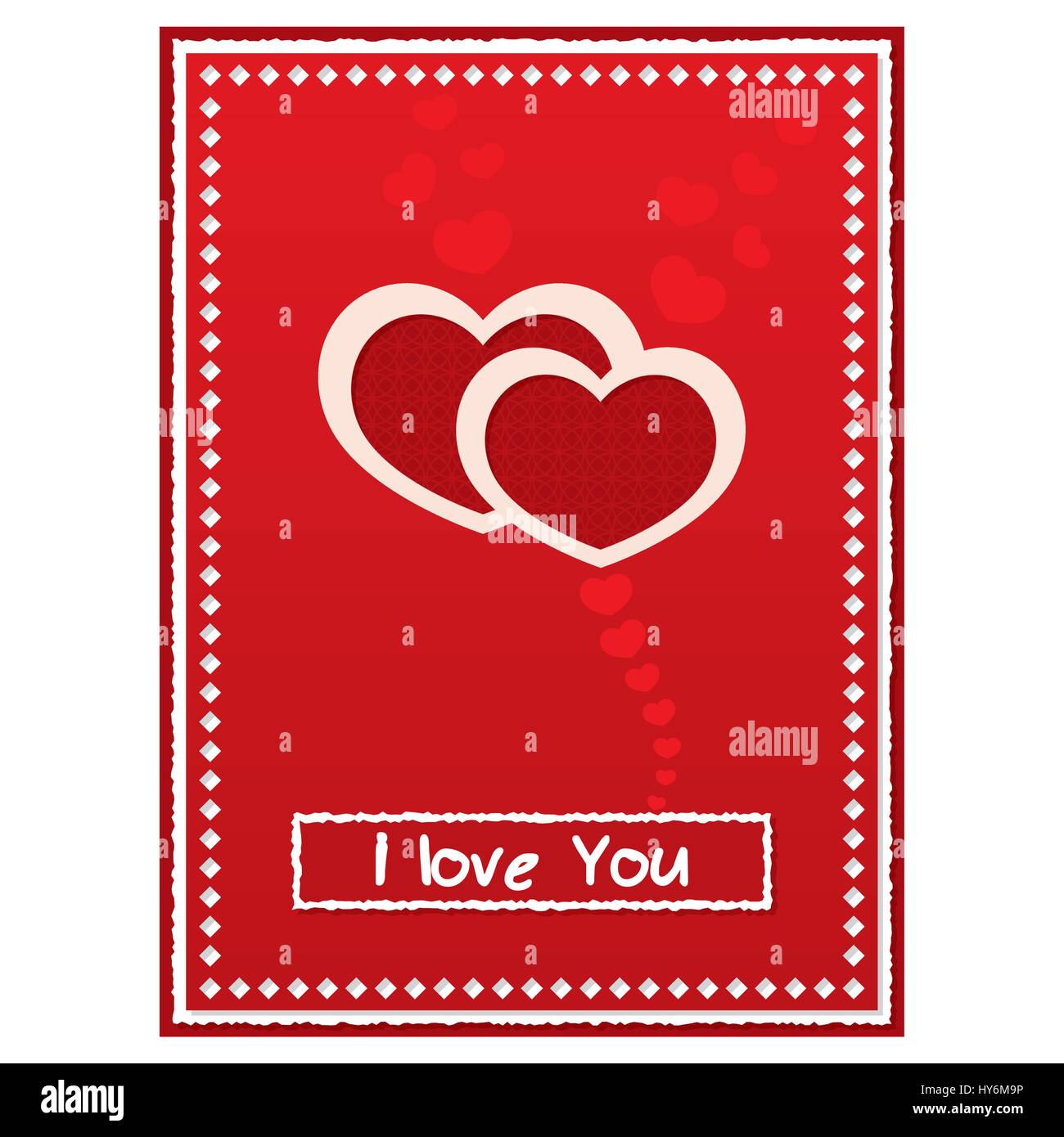 Valentine's Day red card with two shapes of hearts Stock Vector Image ...