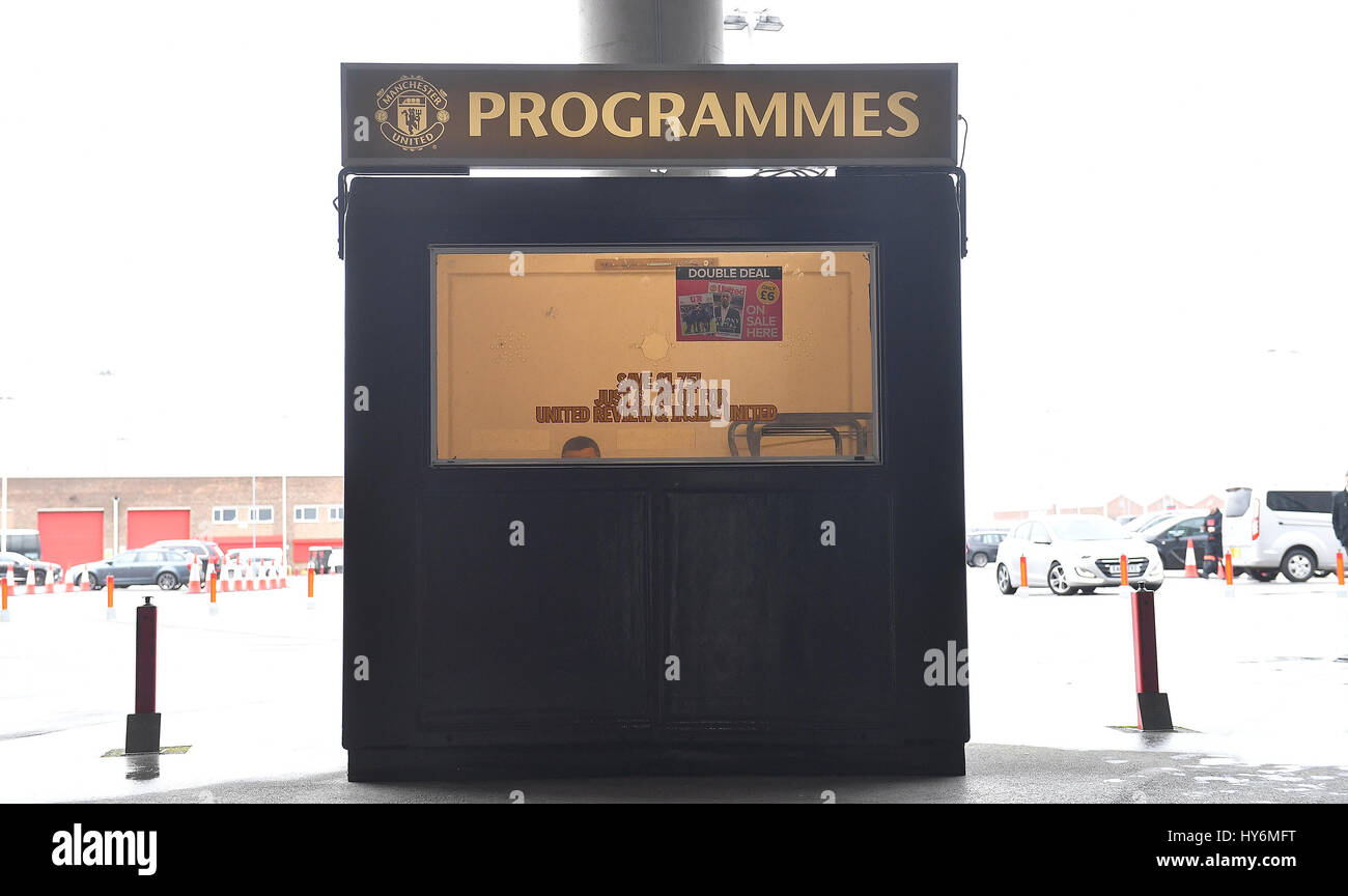 Programme Hut Programmes on sale outside the Stadium Stock Photo - Alamy