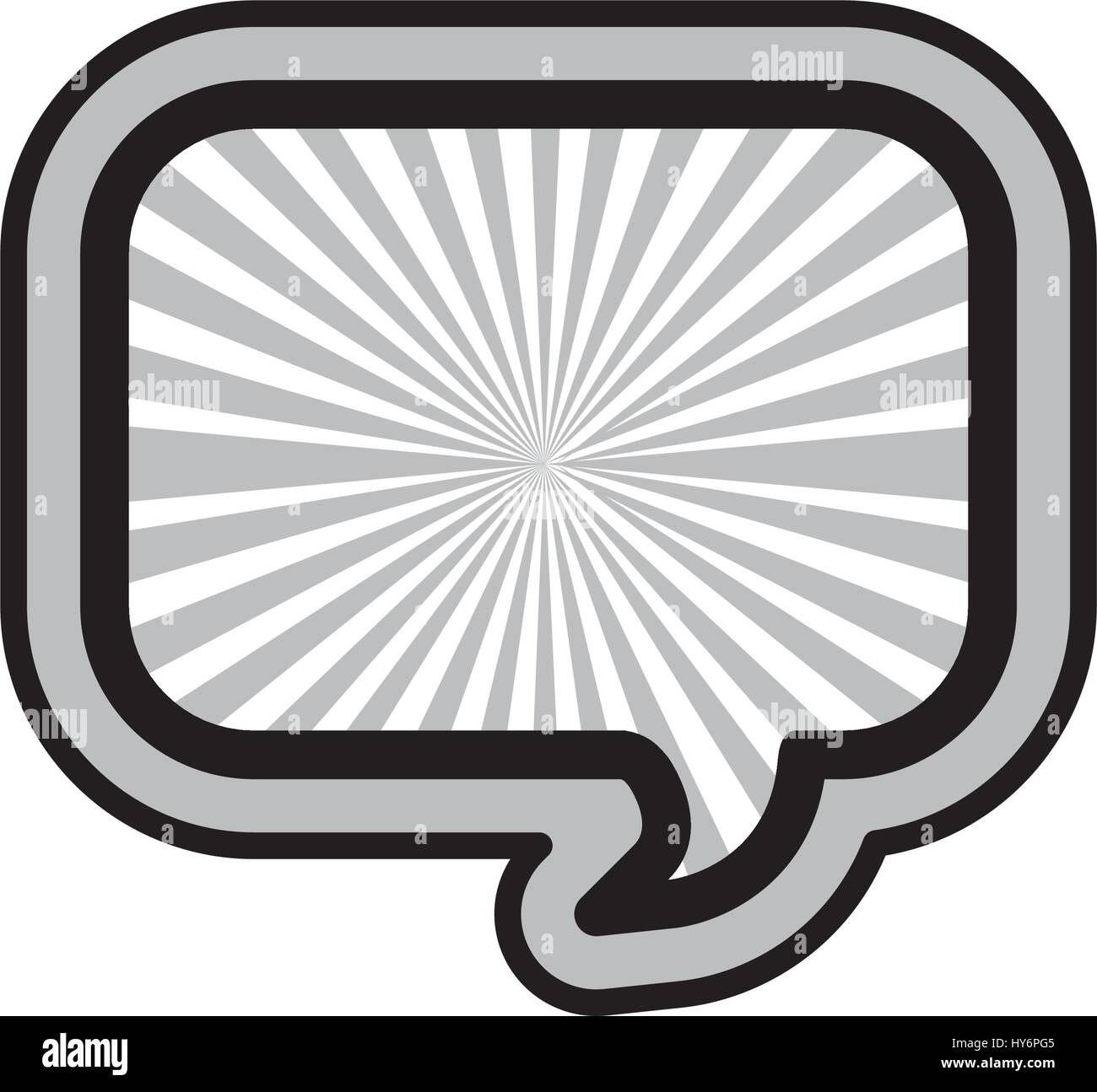 monochrome rounded rectangular speech and black outline with sun rays ...