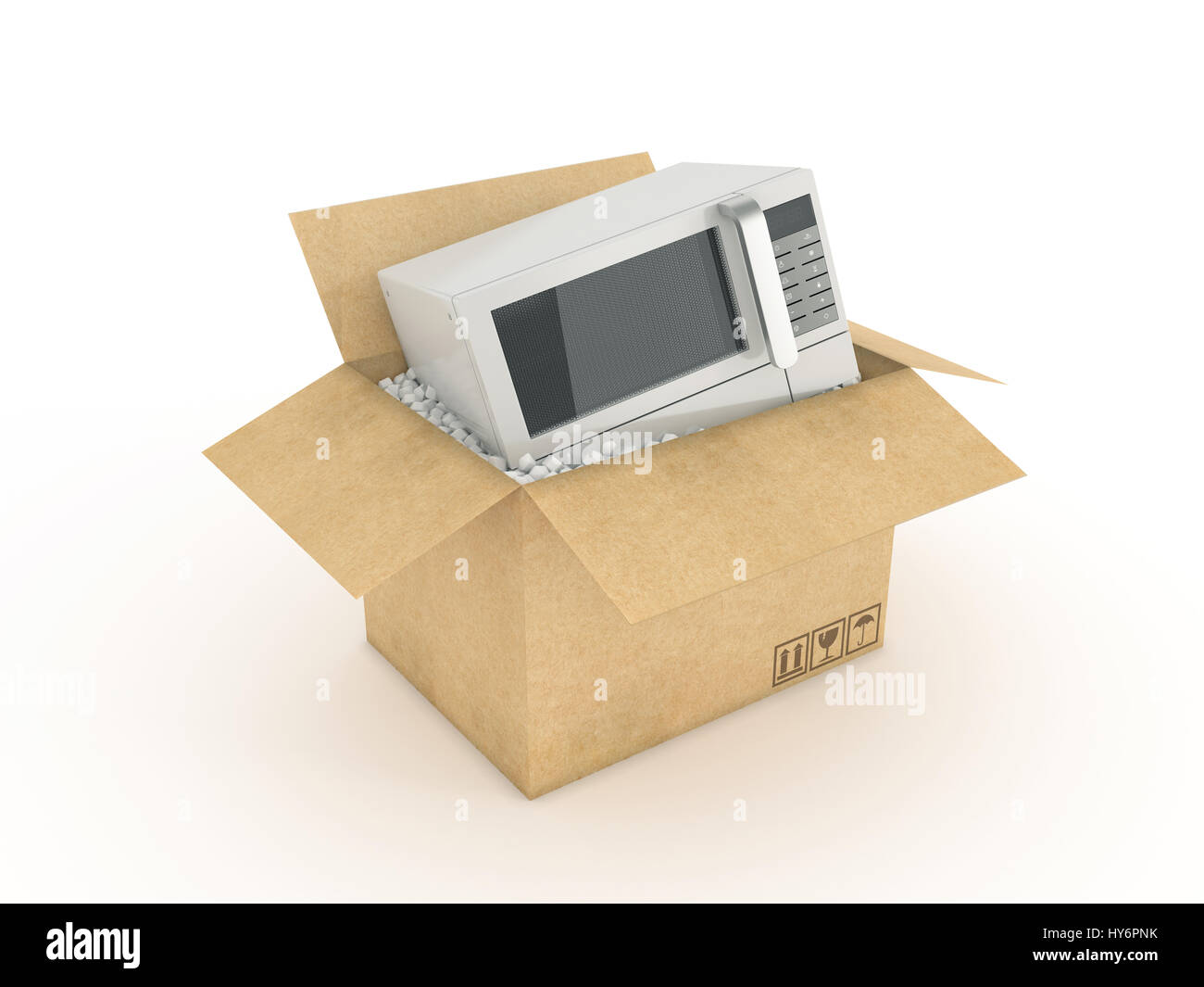 microwave in cardboard box Stock Photo Alamy