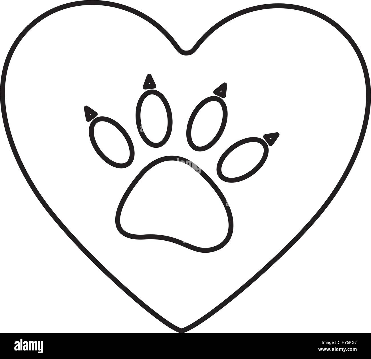 paw print cute dog animal inside line heart Stock Vector Image & Art - Alamy