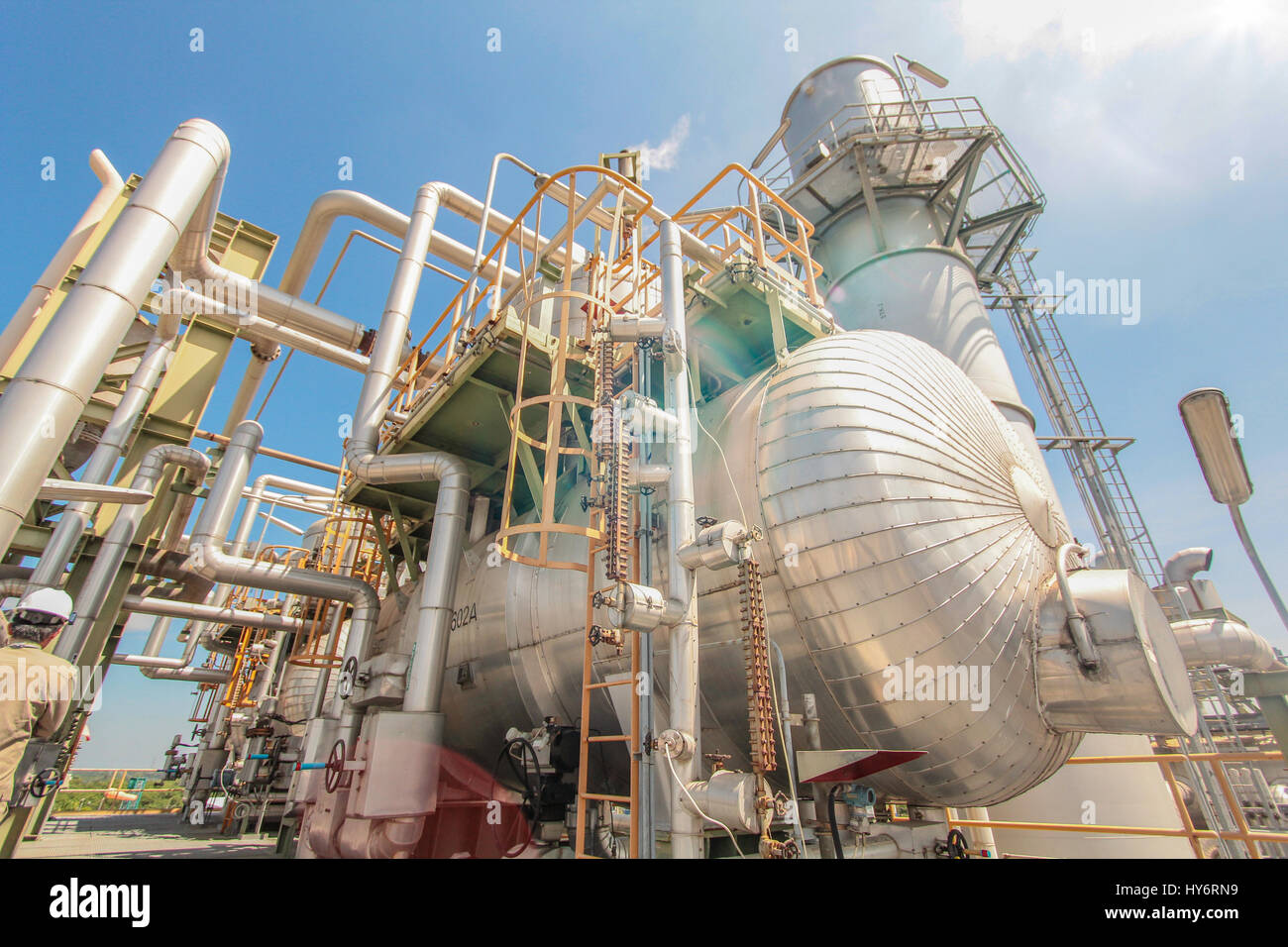 Industrial power plant with blue sky Stock Photo