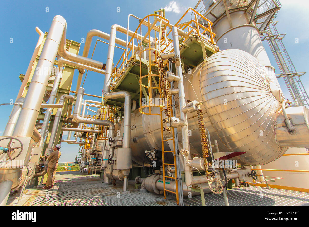 Industrial power plant with blue sky Stock Photo Alamy