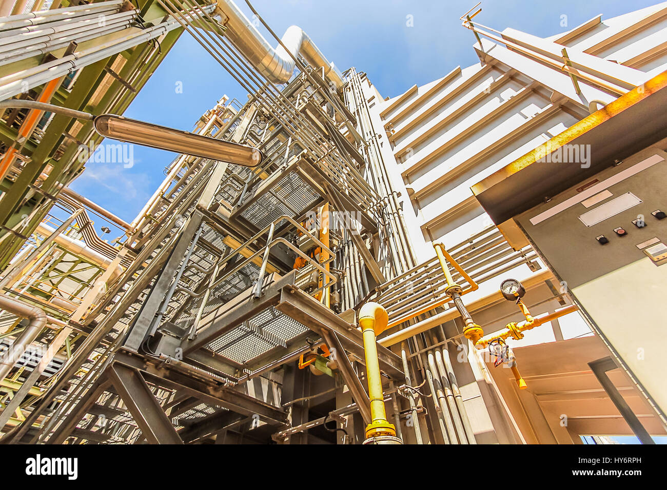 Gas turbine electrical power plant with blue sky Stock Photo