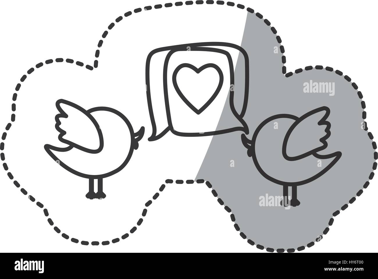 cute birds in love holding a heart Stock Vector