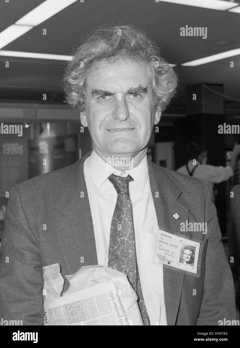 Adrian Slade, Vice President of the Liberal Democrat Party and former Parliamentary candidate for Wimbledon, attends the party conference in Brighton, England on September 14, 1989. Stock Photo