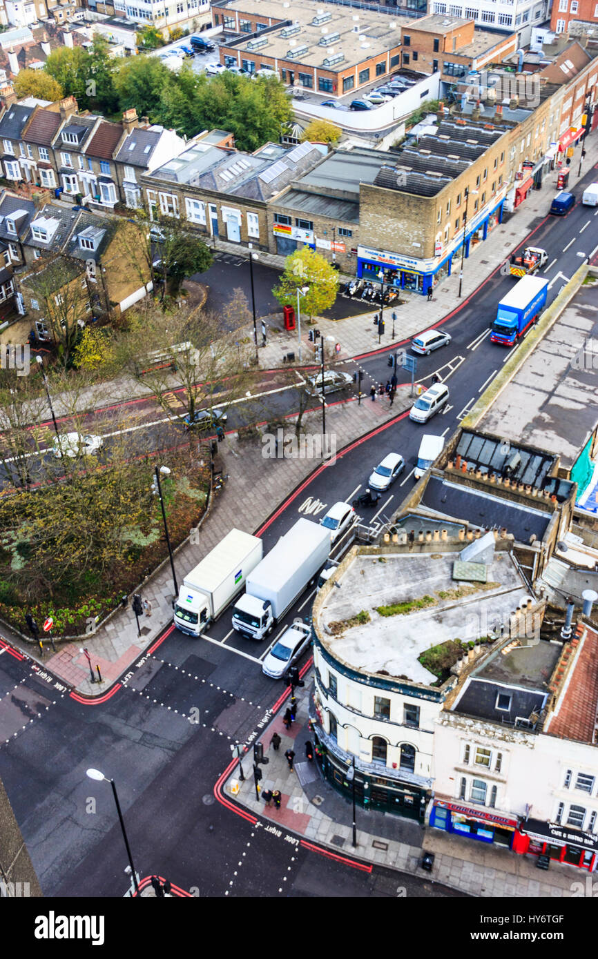 Aerial view of the northern end of Holloway Road from the top of