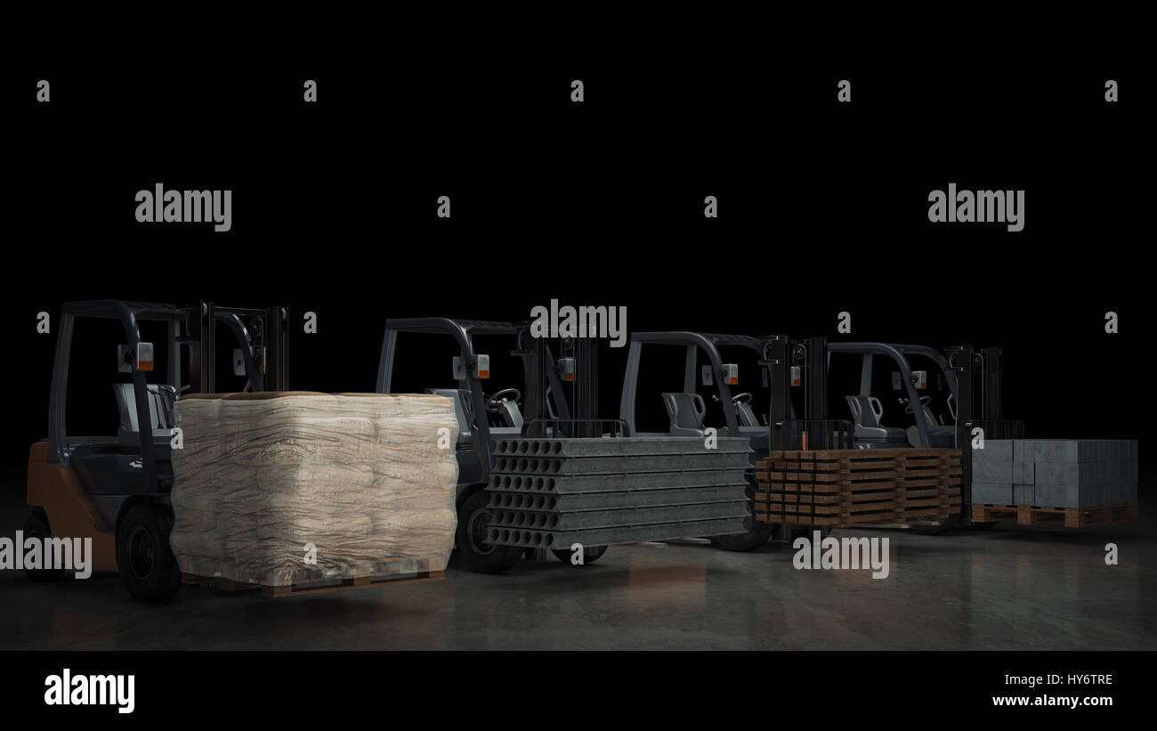 Forklift with building materials Stock Photo