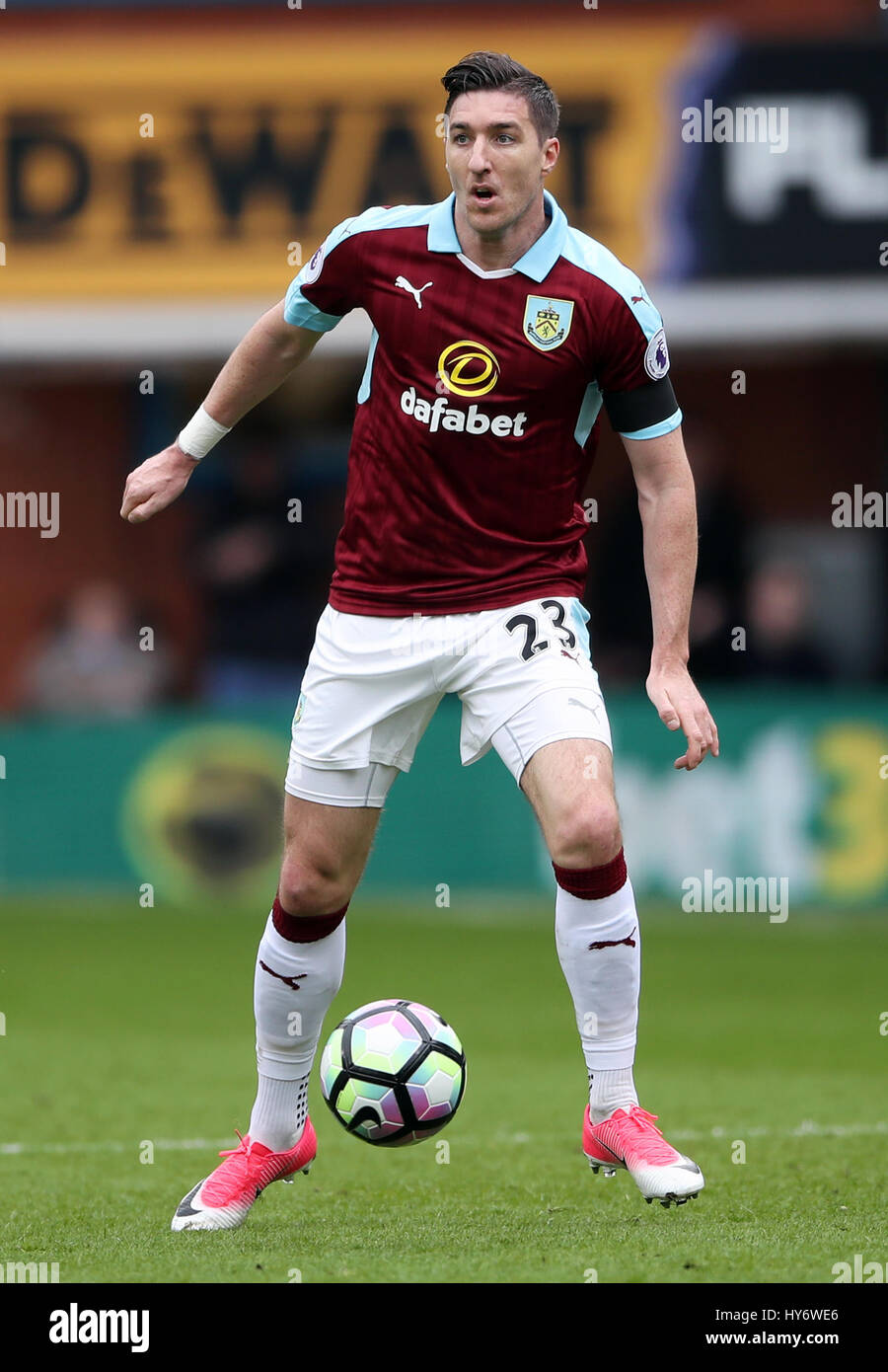 Burnley's Stephen Ward during the Premier League match at Turf Moor, Burnley. PRESS ASSOCIATION Photo. Picture date: Saturday April 1, 2017. See PA story SOCCER Burnley. Photo credit should read: Nick Potts/PA Wire. RESTRICTIONS: No use with unauthorised audio, video, data, fixture lists, club/league logos or 'live' services. Online in-match use limited to 75 images, no video emulation. No use in betting, games or single club/league/player publications. Stock Photo